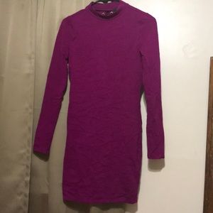 Magenta bodycon long sleeve dress